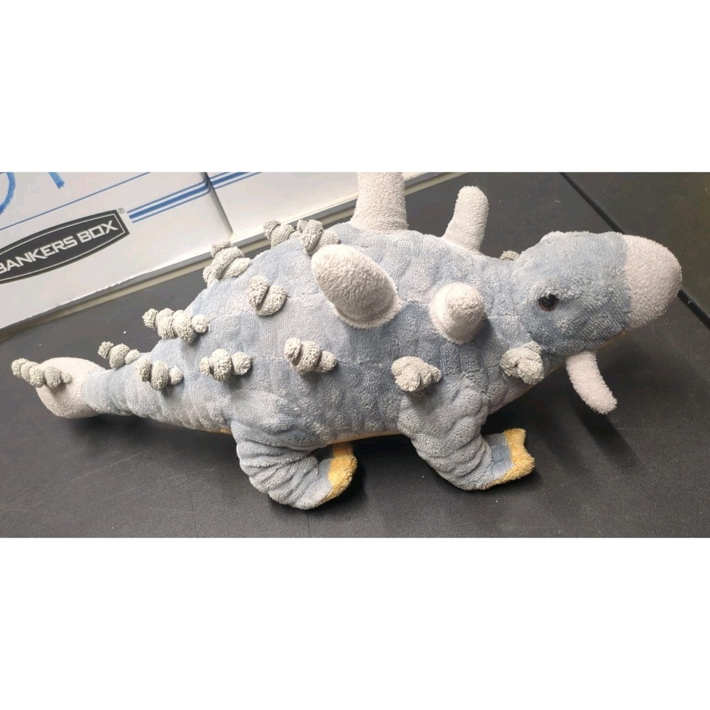 Wild Republic ANKYLOSAURUS gray spiked plush stuffed toy animal 18 in. long
